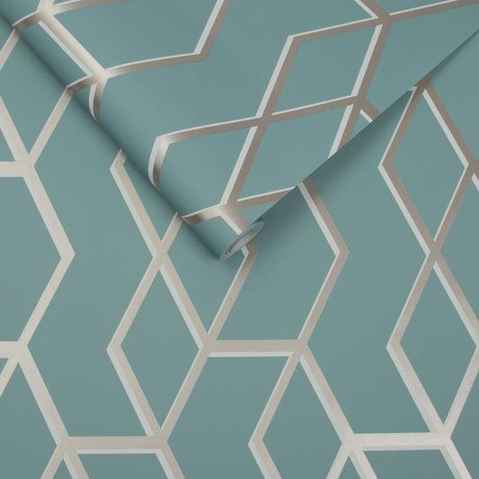 Archetype Mint and White Gold Wallpaper - Designer Wallcoverings and Fabrics