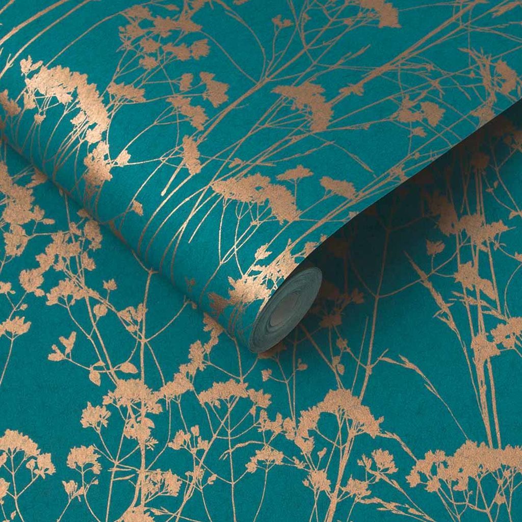 Grace Teal Wallpaper - Designer Wallcoverings and Fabrics