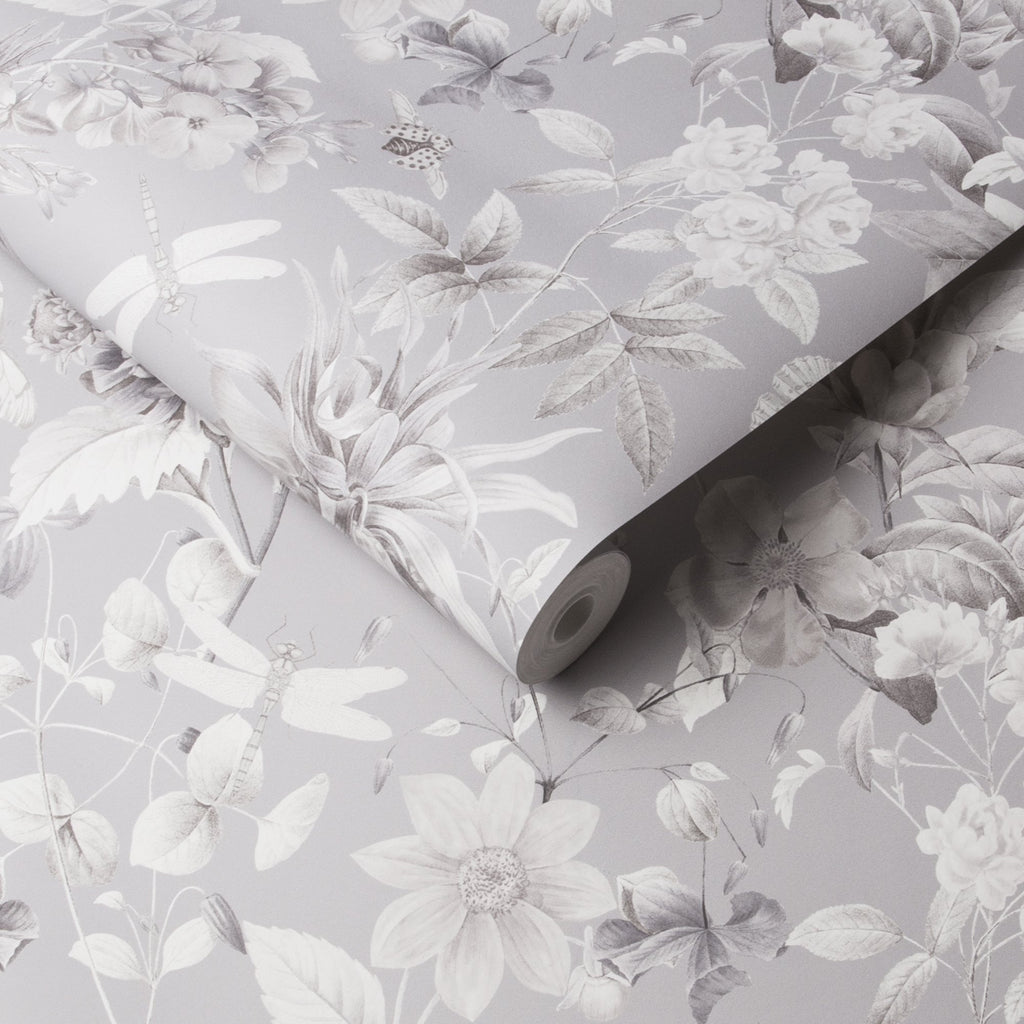 Flourish Greige Wallpaper - Designer Wallcoverings and Fabrics