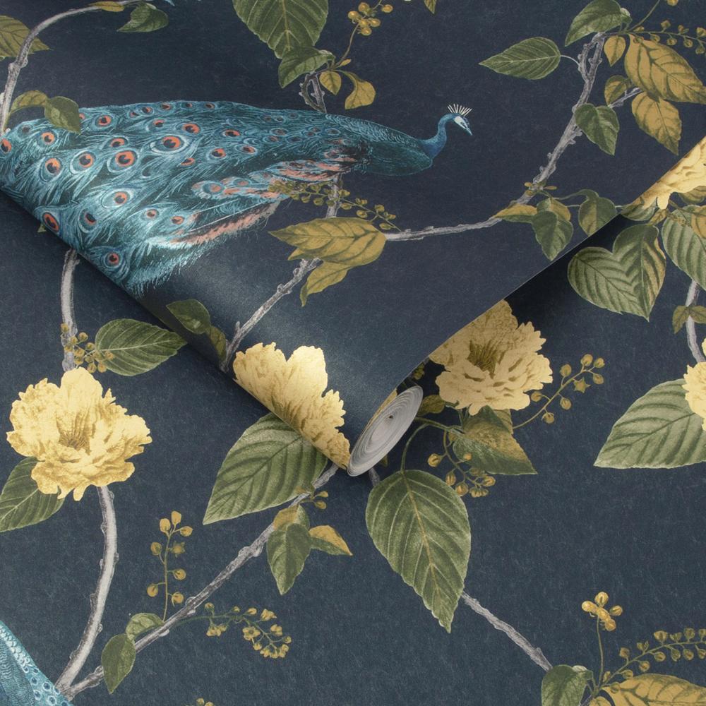 Resplendence Navy Wallpaper - Designer Wallcoverings and Fabrics