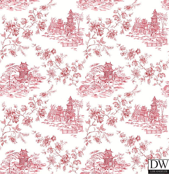 Laure Merlot Toile Wallpaper