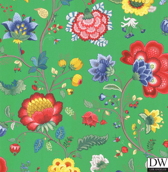 Epona Green Floral Fantasy Wallpaper