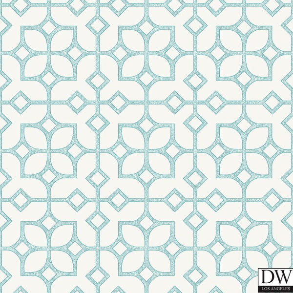 Maze Turquoise Tile Wallpaper