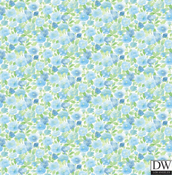 Elsie Sky Blue Floral Wallpaper