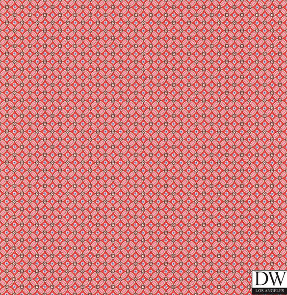 Eebe Red Floral Geometric Wallpaper