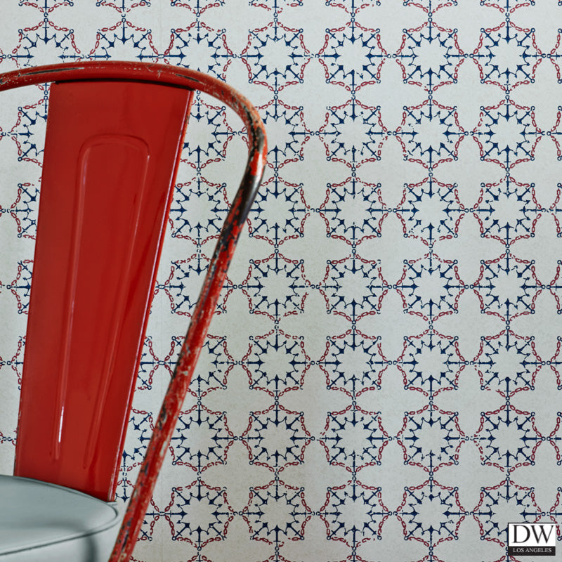 Anchor Tile Red White Blue Wallpaper