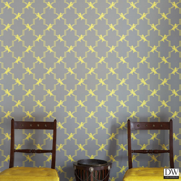 Horse Trellis - Acid Grey - Wallpaper