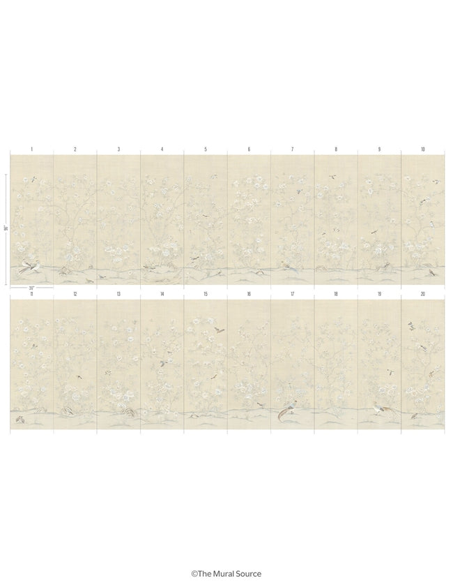 Willifer Gardens Cream by Et Cie Wall Panels - Designer Wallcoverings and Fabrics