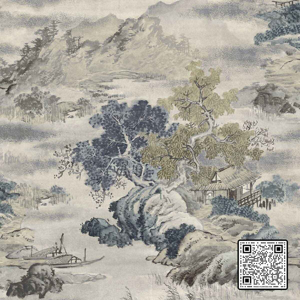  SAKURA LINEN BLUE GREY  DRAPERY available exclusively at Designer Wallcoverings