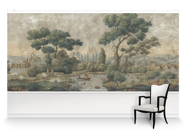 Et Cie River Britannica Antiqued Wall Mural Complete 14 Panel Set - Designer Wallcoverings and Fabrics