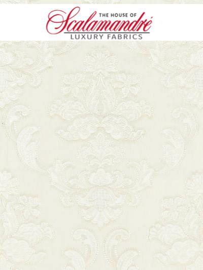 CORNELIA DAMASK EMBROIDERY - IVORY - Scalamandre Fabrics, Fabrics - 27160-001 at Designer Wallcoverings and Fabrics, Your online resource since 2007