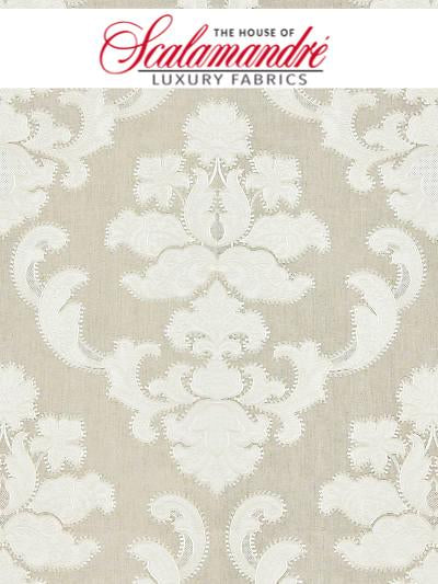 CORNELIA DAMASK EMBROIDERY - FLAX - Scalamandre Fabrics, Fabrics - 27160-002 at Designer Wallcoverings and Fabrics, Your online resource since 2007