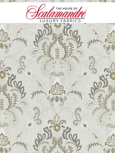 AVA DAMASK EMBROIDERY - MINERAL - Scalamandre Fabrics, Fabrics - 27164-002 at Designer Wallcoverings and Fabrics, Your online resource since 2007