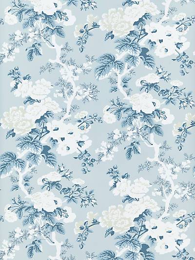 ASCOT FLORAL PRINT - SKY - SCALAMANDRE WALLPAPER - SC_0002WP88372 at Designer Wallcoverings and Fabrics, Your online resource since 2007