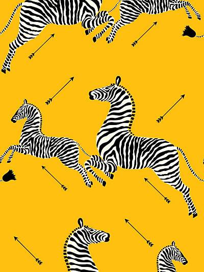 ZEBRAS - VINYL - YELLOW - SCALAMANDRE WALLPAPER - SC_0006WP81388MV at Designer Wallcoverings and Fabrics, Your online resource since 2007