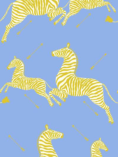 ZEBRAS - VINYL - PERIWINKLE - SCALAMANDRE WALLPAPER - SC_0007WP81388MV at Designer Wallcoverings and Fabrics, Your online resource since 2007