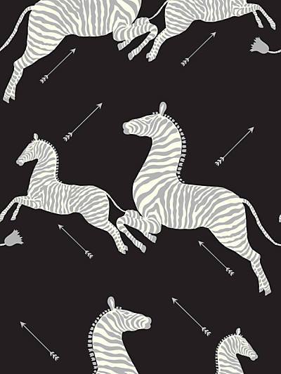 ZEBRAS - WALLPAPER - BLACK & SILVER - SCALAMANDRE WALLPAPER - SC_0009WP81388M at Designer Wallcoverings and Fabrics, Your online resource since 2007