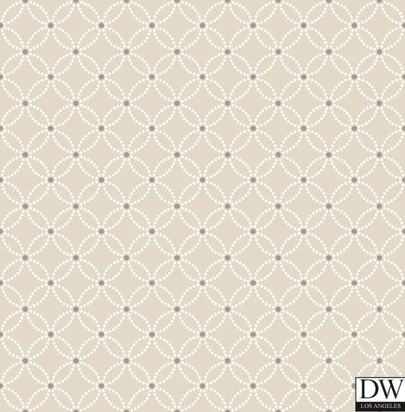 Kinetic Beige Geometric Floral Wallpaper