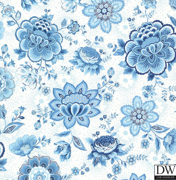 Kali Light Blue Folklore Chintz Wallpaper